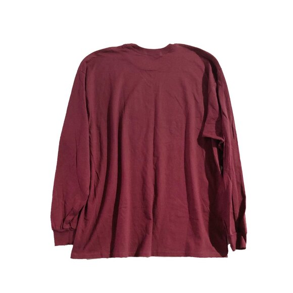 NWOT Gildan T-Shirt Mens Size 2XL Maroon Ultra Cotton Crewneck Long Sleeve - Picture 2 of 6